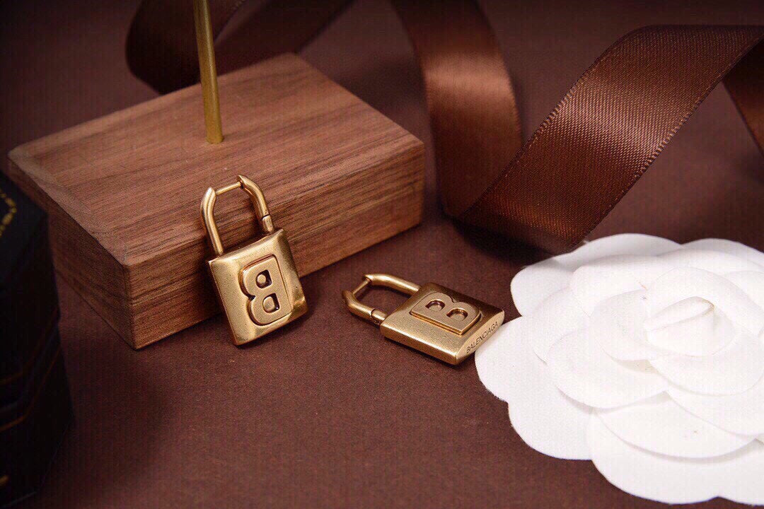 Balenciaga Gold Small Lock Earrings - 18K Gold