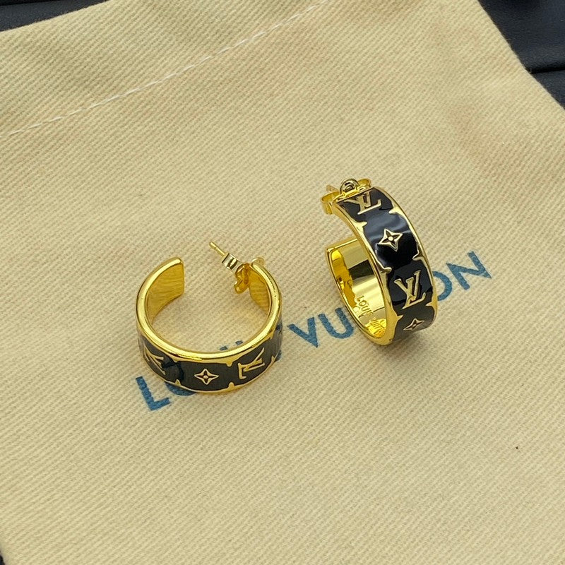 Louis Vuitton Nanogram Enamel Earrings - 18K Yellow Gold