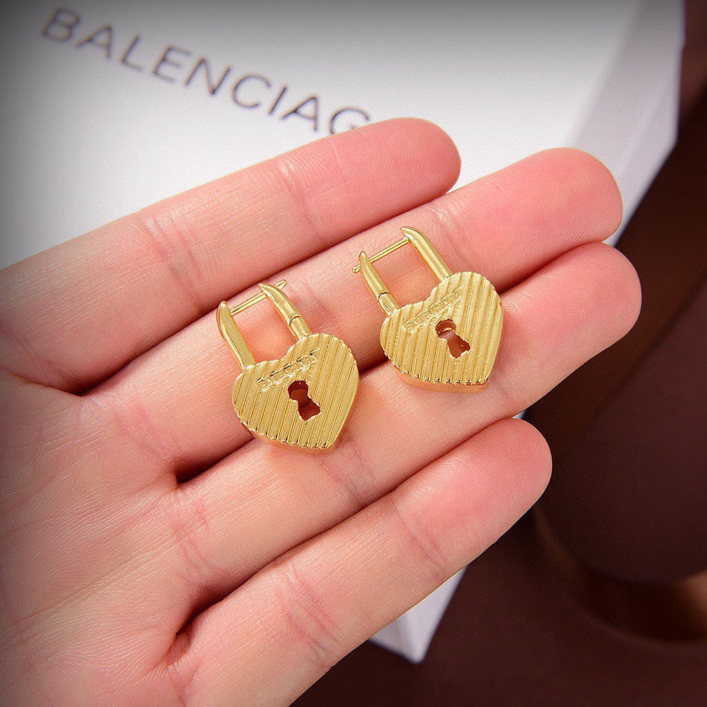 Balenciaga Hear Lock Earrings - 18K Gold