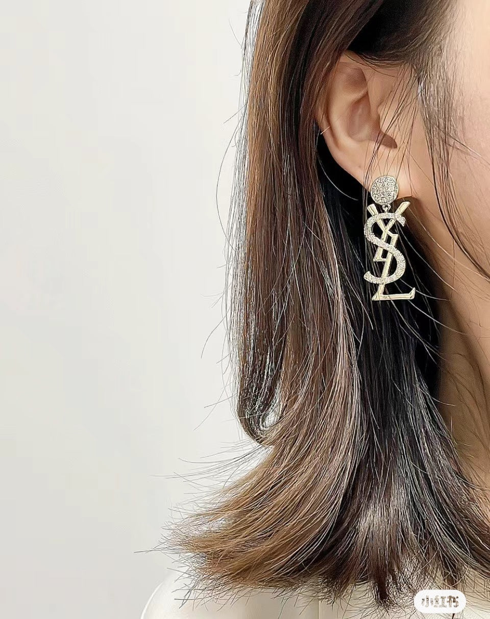 YSL Diamond Earrings - 18K Yellow Gold