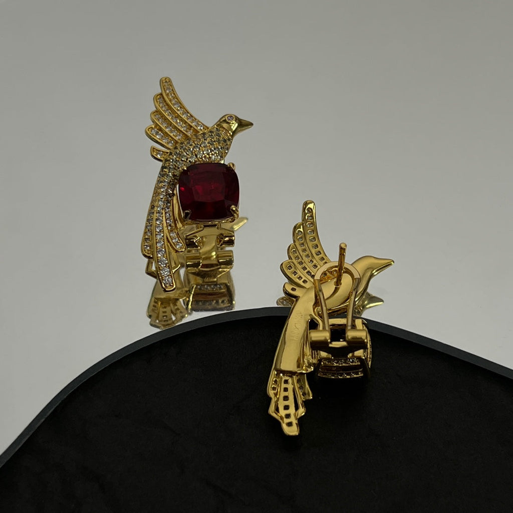 Tiffany Bird Diamond Earrings - 18K Yellow Gold
