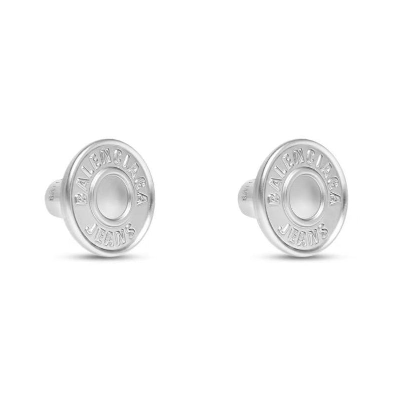 Balenciaga Circle Earrings - 18K White Gold