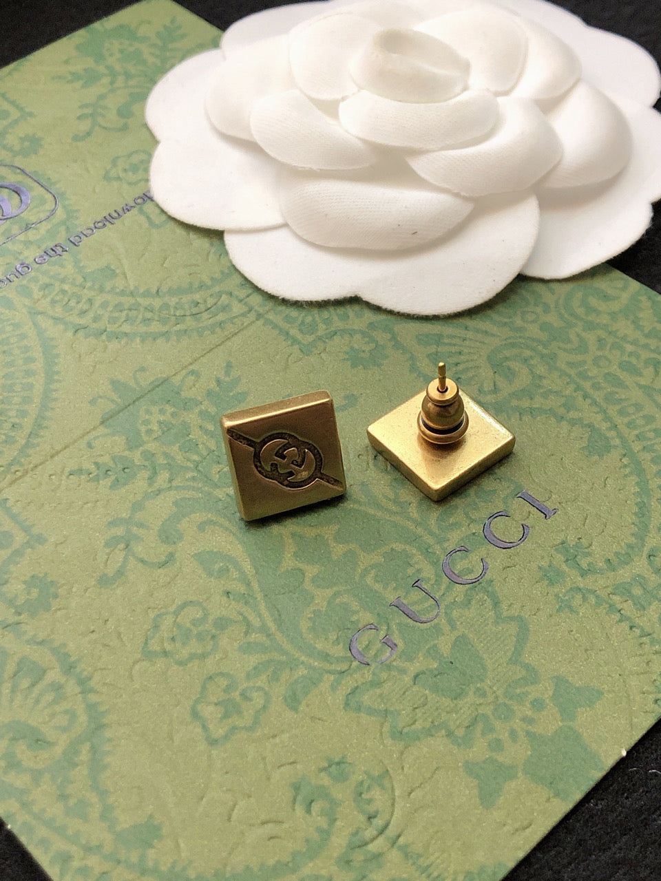 Gucci Double G Cube Earrings - 18K Yellow Gold