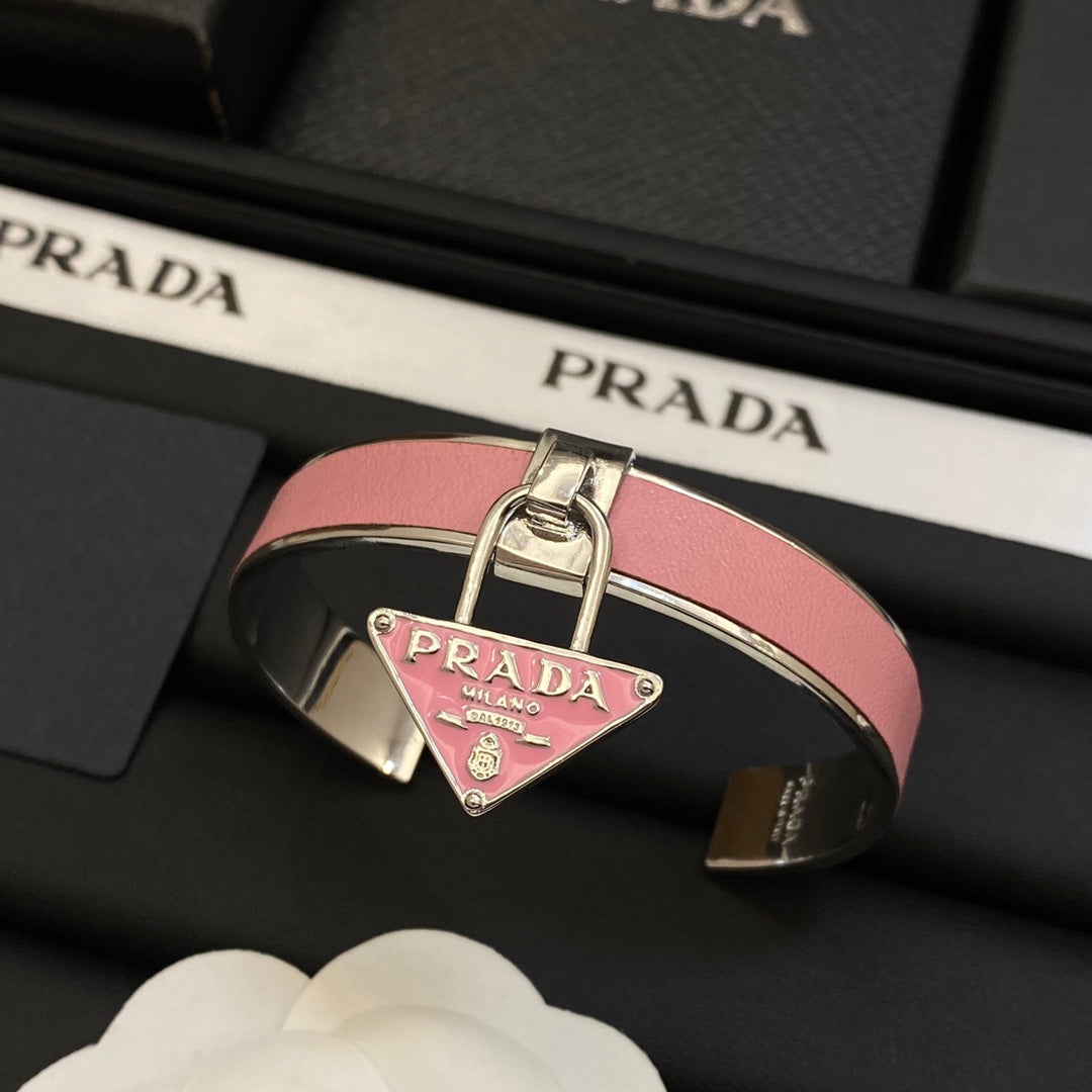 Prada Triangle Charm Cuff Bracelet