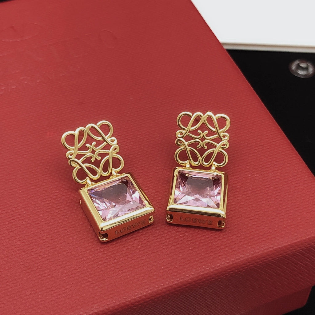 LOEWE Anagram Crystal Earrings - 18K Gold