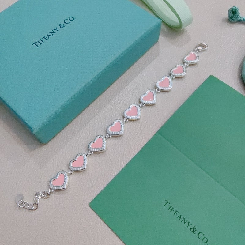 Return to Tiffany Pink Heart Tag Bracelet - 18K White Gold