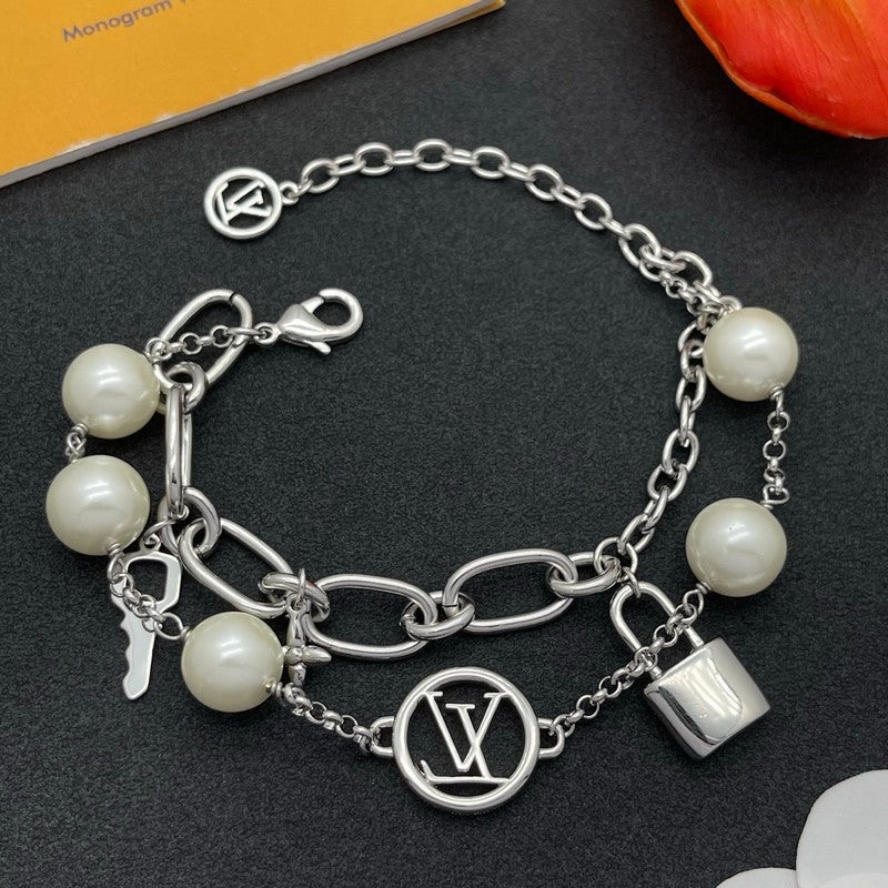Louis Vuitton Pearl Lock Gold Bracelet