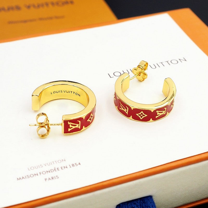 Louis Vuitton Nanogram Enamel Earrings - 18K Yellow Gold