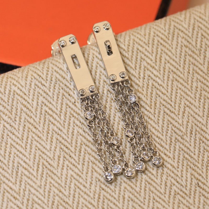 Hermes Diamond Kelly Gavroche Earrings