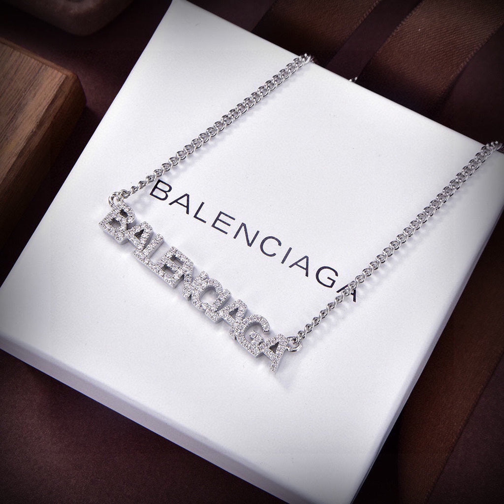 Balenciaga Typo Crystal Necklace