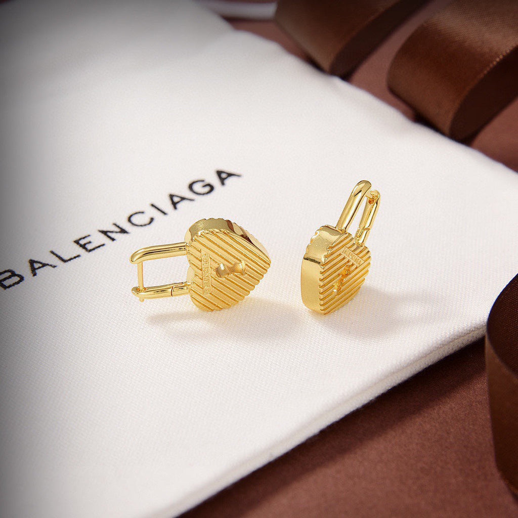 Balenciaga Hear Lock Earrings - 18K Gold