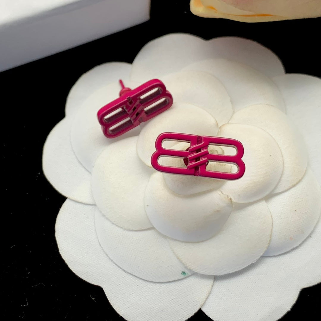 Balenciaga Pink Icon Earrings - 18K White Gold