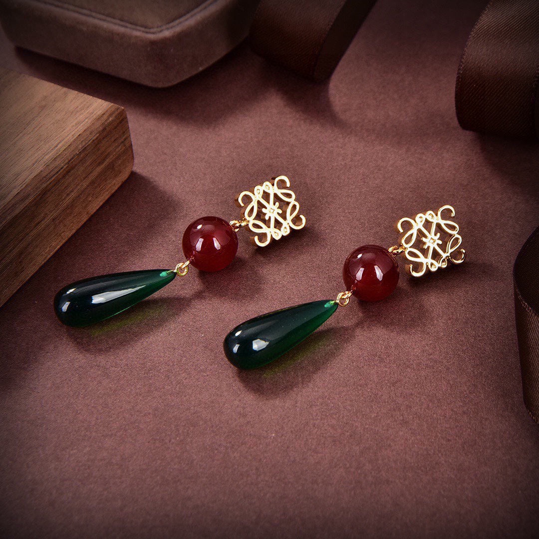 LOEWE Anagram Color Crystal Earrings - 18K Yellow Gold
