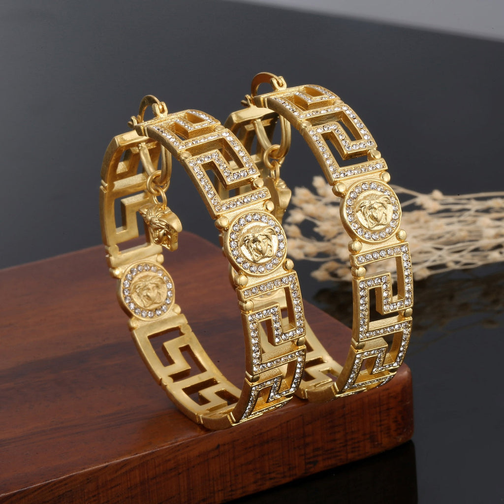 Ver Round Crystal Earrings - 18K Yellow Gold