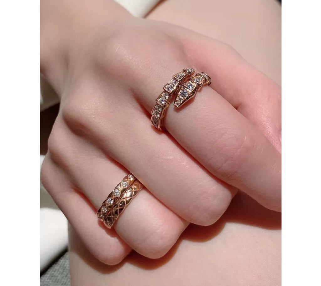 Bvlgari Serpenti Viper Pave Moissanite Ring - 18K Gold
