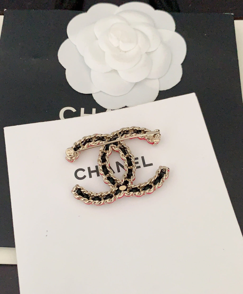 Chanel Leather Pink Brooch