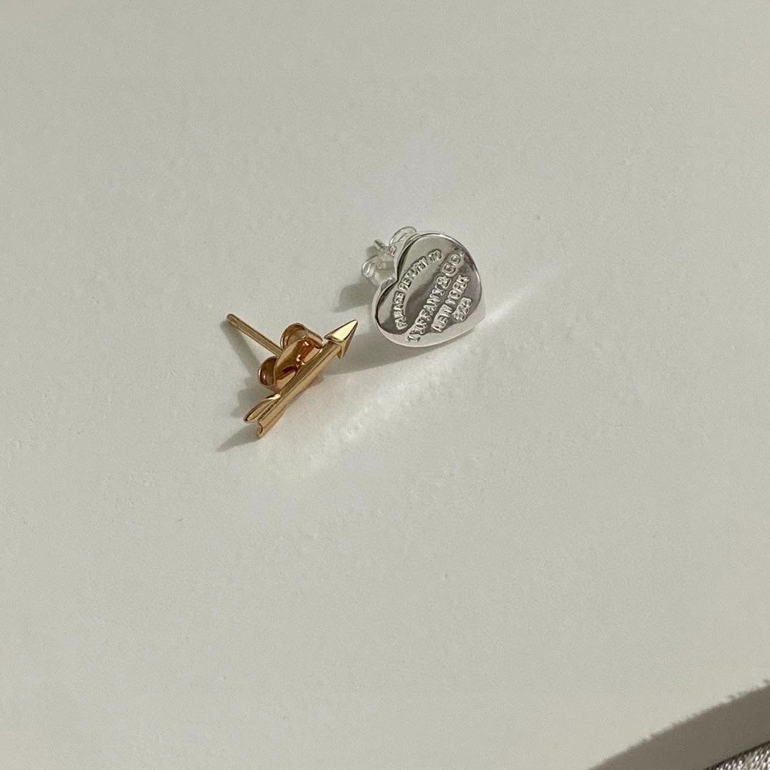 Return to Tiffany Lovestruck Heart Tag & Arrow Earrings - 18K Rose Gold