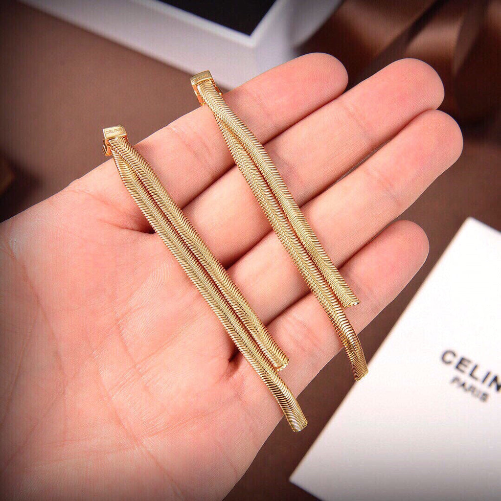 Celine Triomphe Tassel Earrings - 18K Yellow Gold
