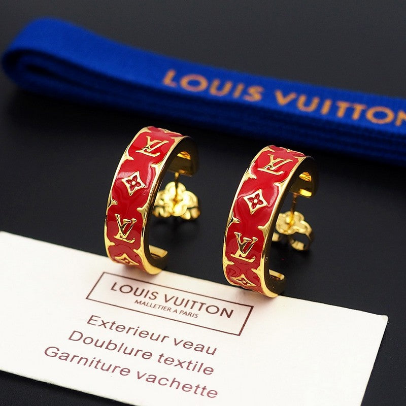 Louis Vuitton Nanogram Enamel Earrings - 18K Yellow Gold