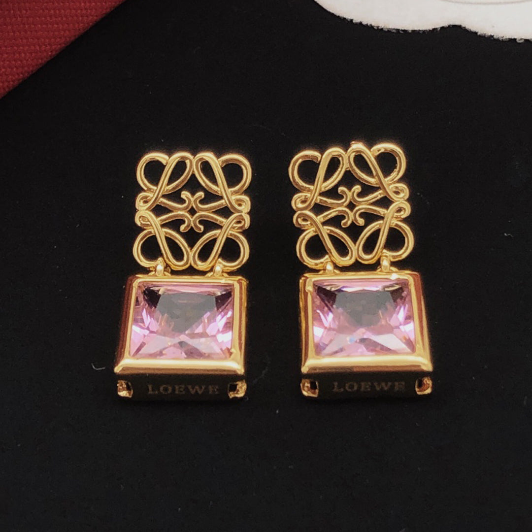 LOEWE Anagram Crystal Earrings - 18K Gold