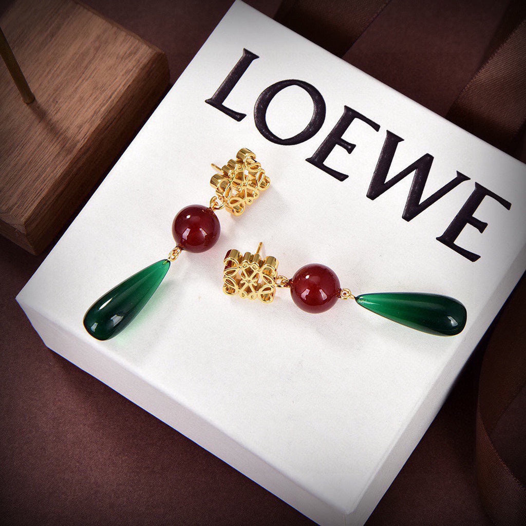 LOEWE Anagram Color Crystal Earrings - 18K Yellow Gold