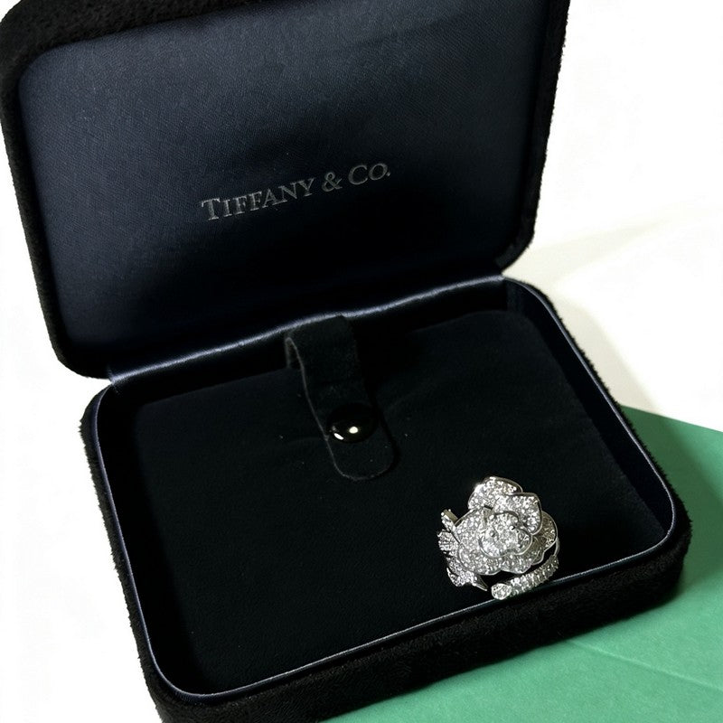 Tiffany Flower Moissanite Ring - 18K White Gold