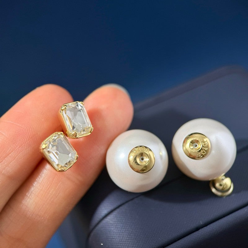 Dior Pearl Crystal Earrings - 18K Yellow Gold