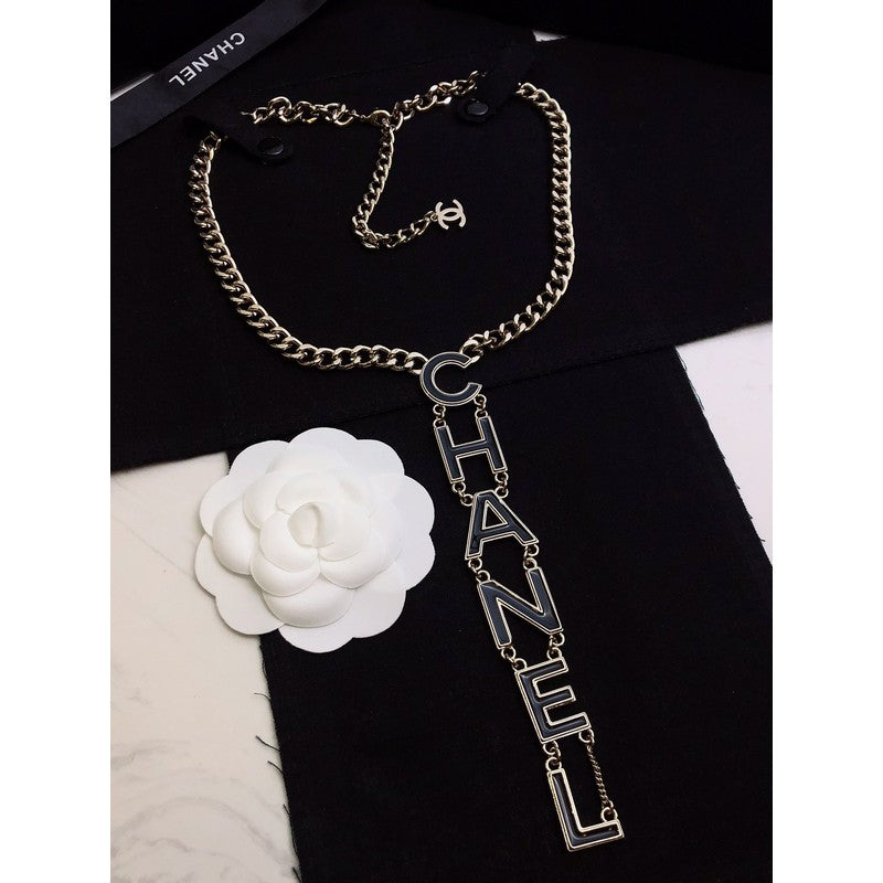 Chanel 22S Big Black Logo Necklace