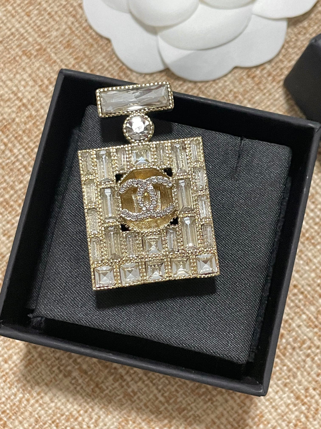 Chanel Perfume Bottle Crystal Brooch