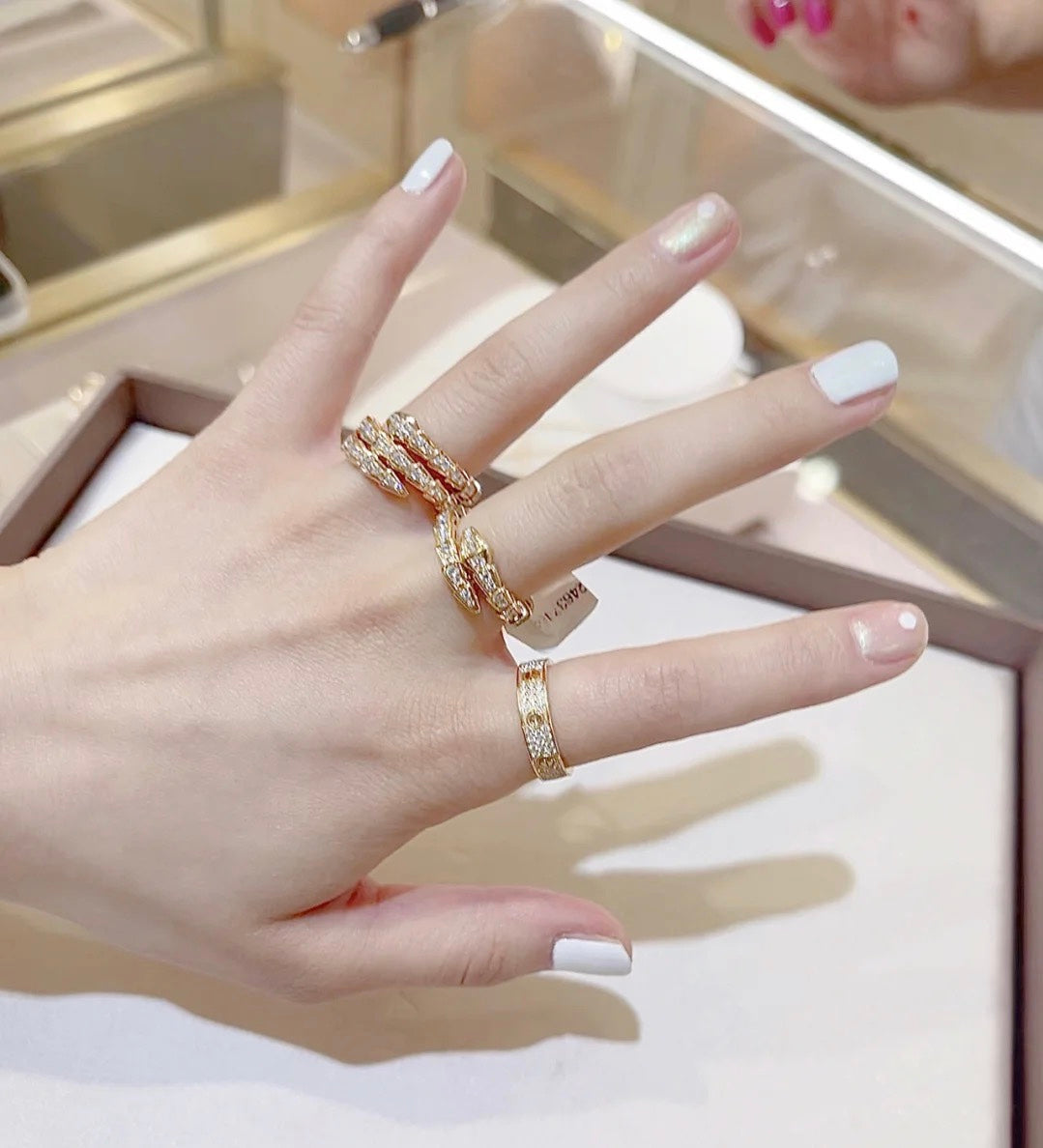 Bvlgari Serpenti Viper Pave Moissanite Ring - 18K Gold