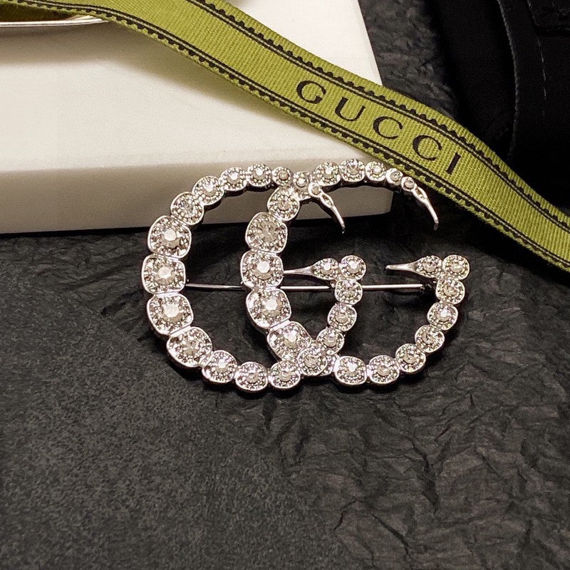 Gucci Double G Crystal Brooch