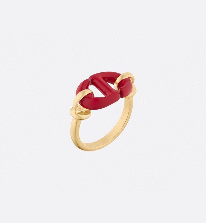Dior Red Heart Ring - 18K Yellow Gold
