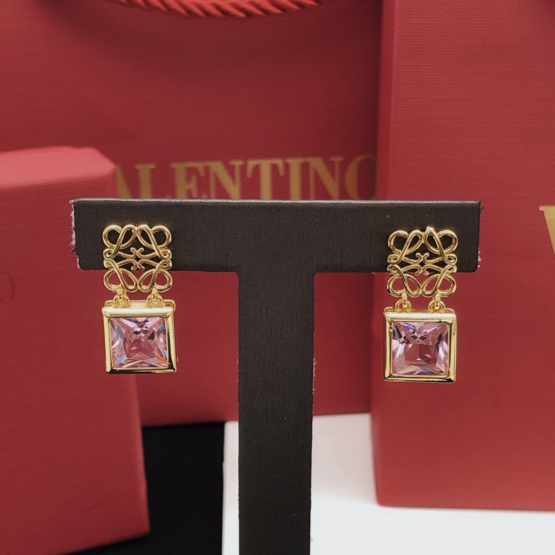 LOEWE Anagram Crystal Earrings - 18K Gold