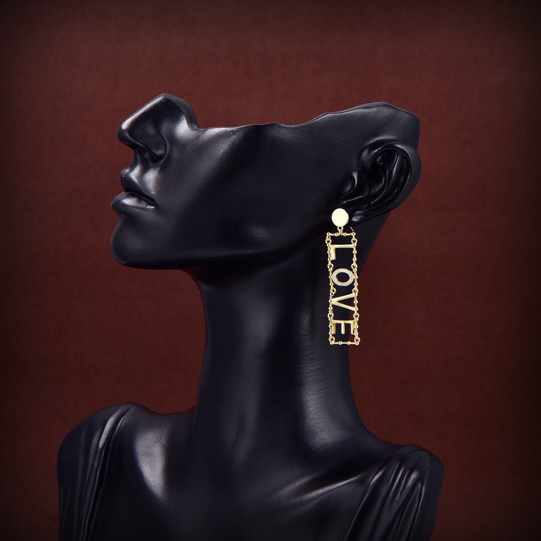 Celine Triomphe LOVE Diamond Earrings - 18K Yellow Gold