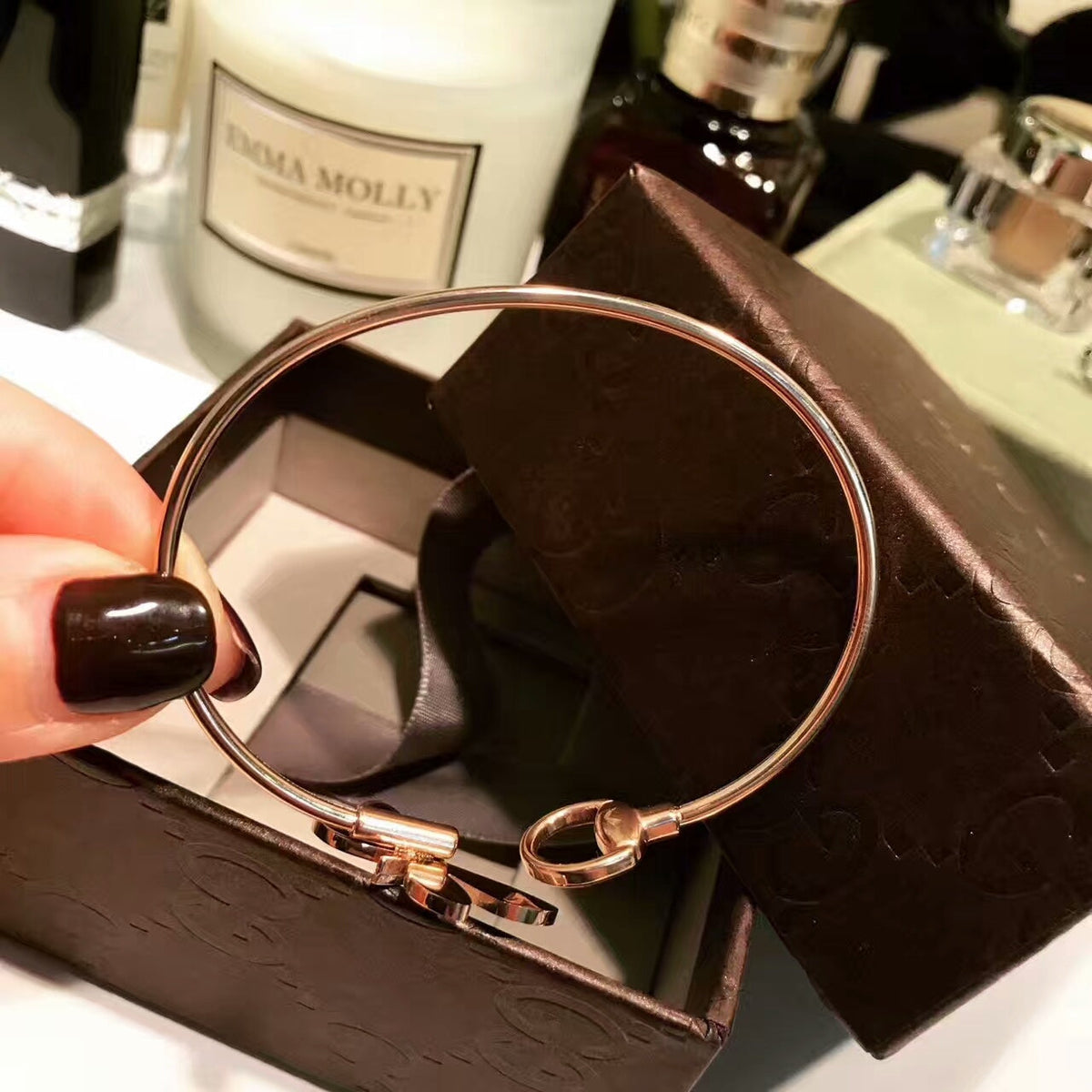 Gucci Double G Flora Bangle Bracelet