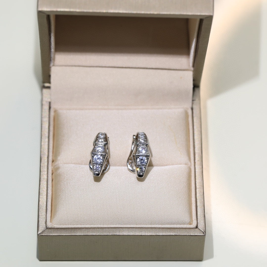 Bvlgari Serpenti Moissanite Earrings - 18K White Gold
