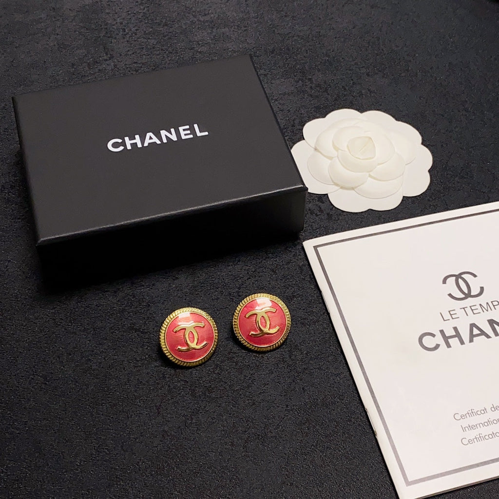 Chanel Red Earrings - 18K Yellow Gold