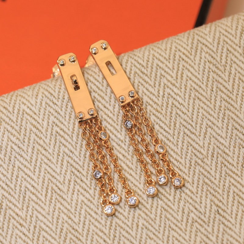 Hermes Diamond Kelly Gavroche Earrings