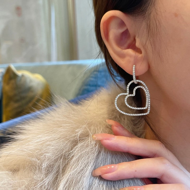 Tiffany Heart Diamond Earrings - 18K Gold