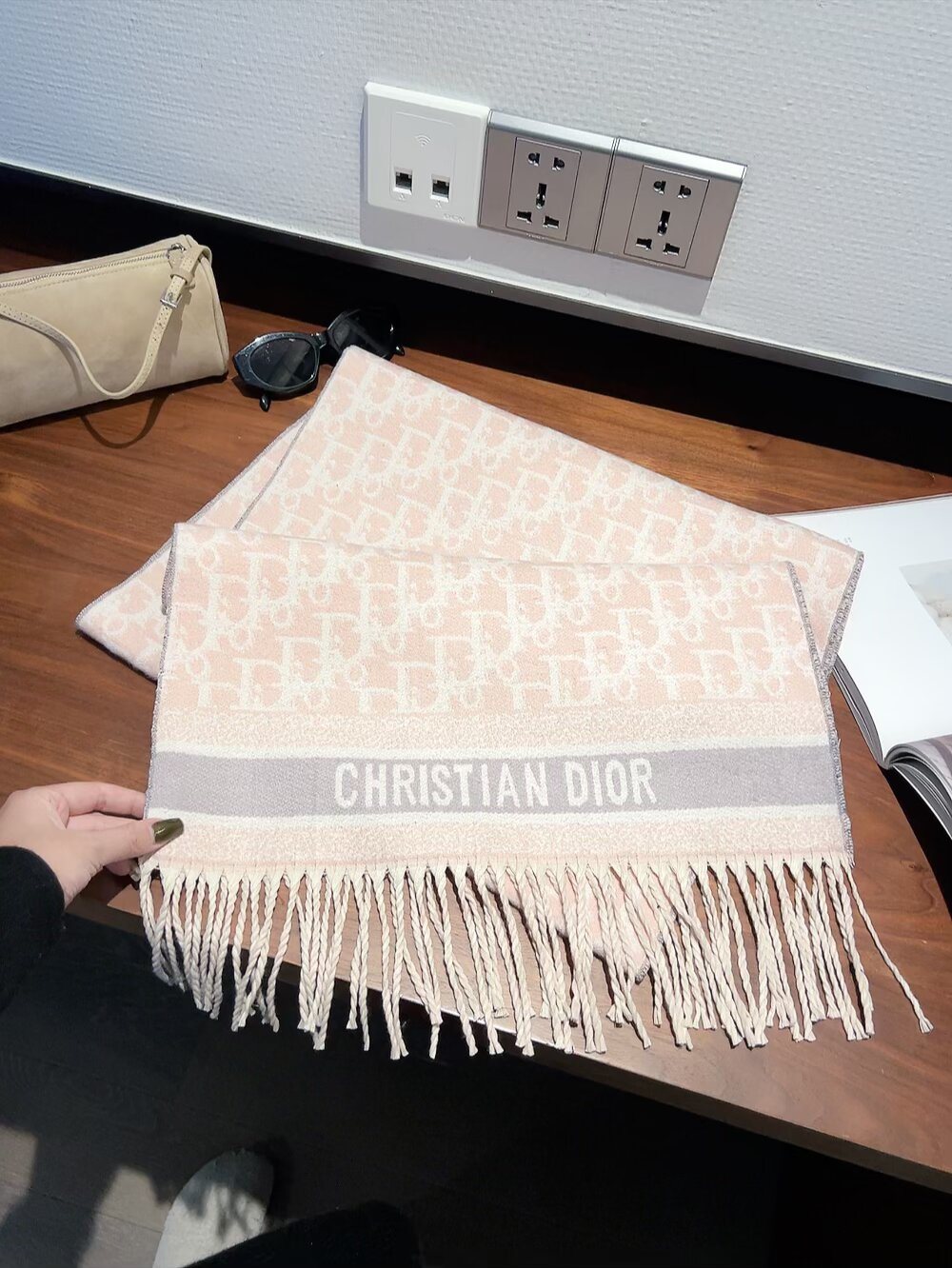 Dior Monogram Fringe Scarf — front