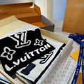 Louis Vuitton Black & Ivory Monogram Scarf — front
