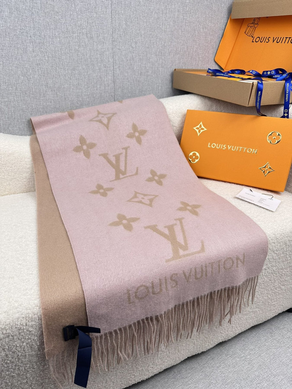 Louis Vuitton Reversible Monogram Fringe Scarf — front