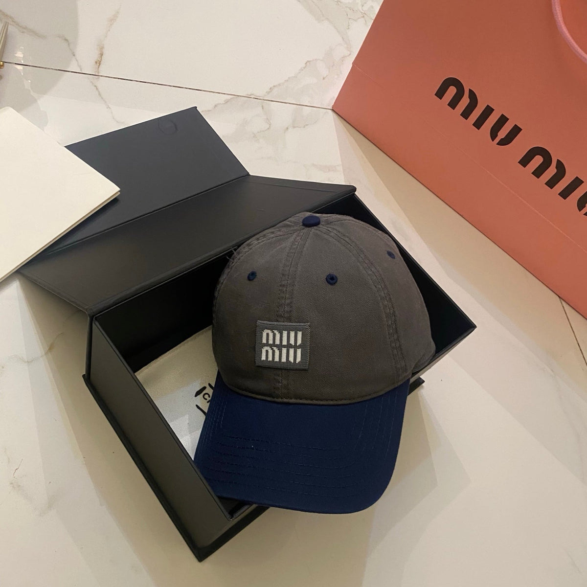Miu Miu Color-Block Logo Baseball Cap